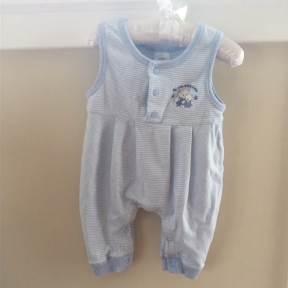 Little Impressions Blue & White Overalls 3-6 Months